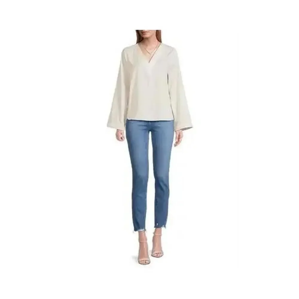 Harshman Zarina Cotton V-Neck Blouse Size M - Picture 2 of 4